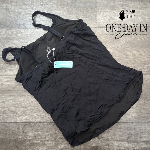Aqua Eve Straight Neck Tankini Top Size L - Picture 5 of 5
